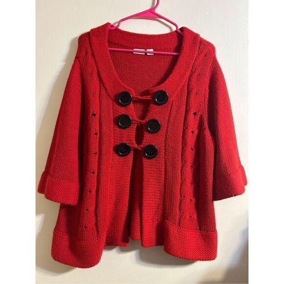 Cato red sweater with buttons size xl - Picture 1 of 4
